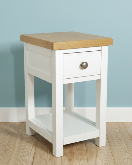 GROFurniture Solid Wood Snow White 1 Drawer Side Table