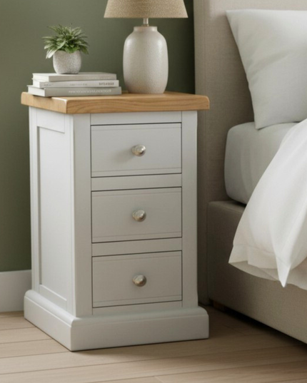 3 Drawer Narrow Bedside, Cashmere Grey