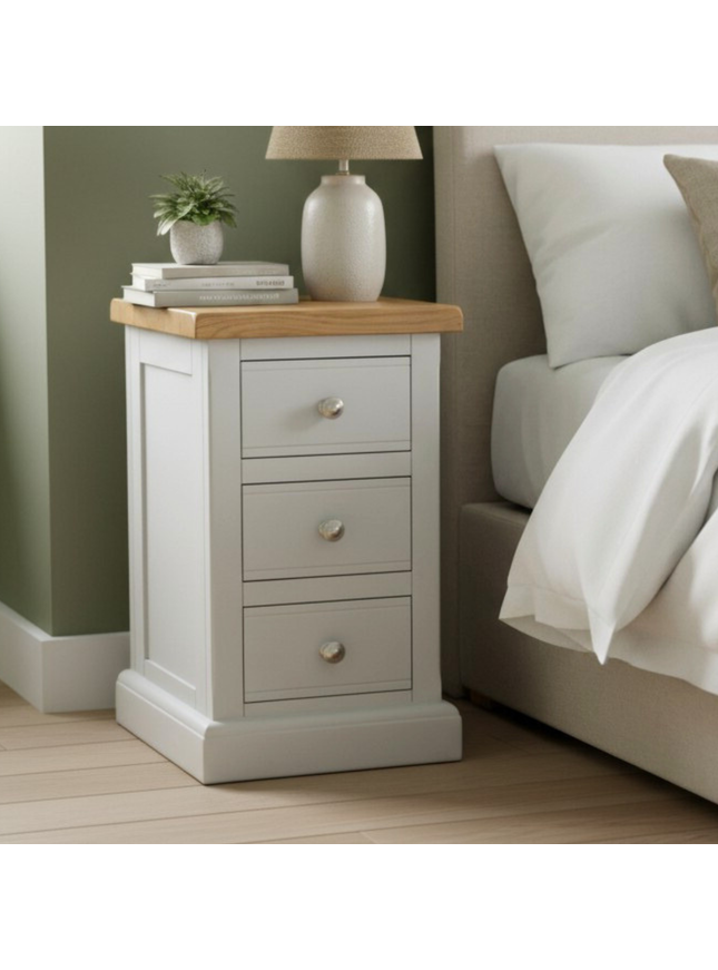 3 Drawer Narrow Bedside, Cashmere Grey