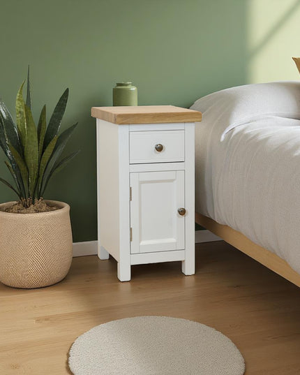 Snow White 1 Drawer Slim Bedside Table -Left Door