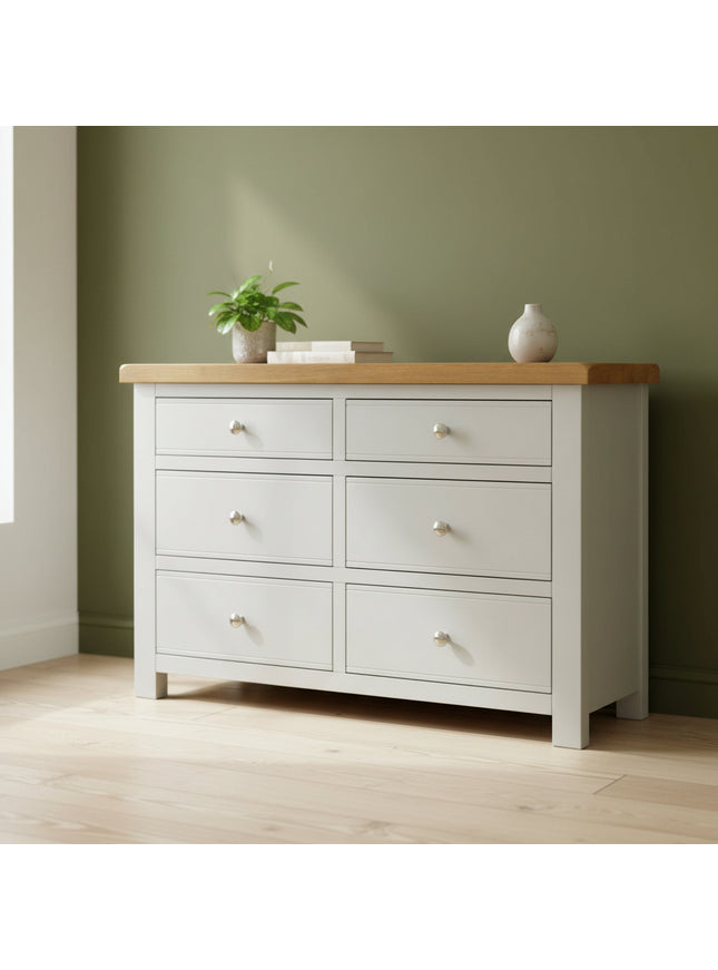 Cashmere Grey 6 Drawer Window Height Chest of Drawers