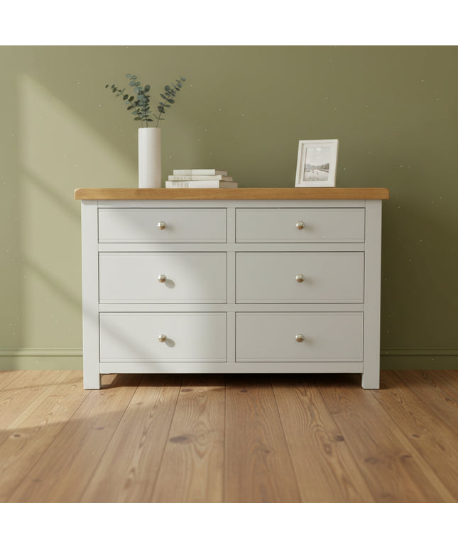 Cashmere Grey 6 Drawer Window Height Chest of Drawers