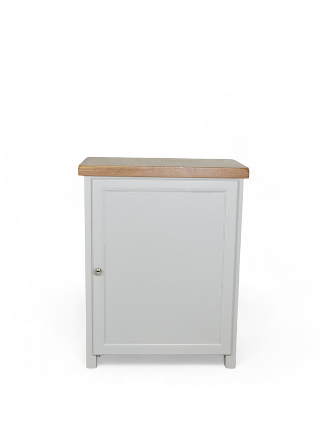 GROFurniture Oak Painted Grey Cabinet, Hallway Shoe Storage Rack, Corner Cabinet Shoe Storage, Kitchen Utility Cupboard, Storage Cupboard