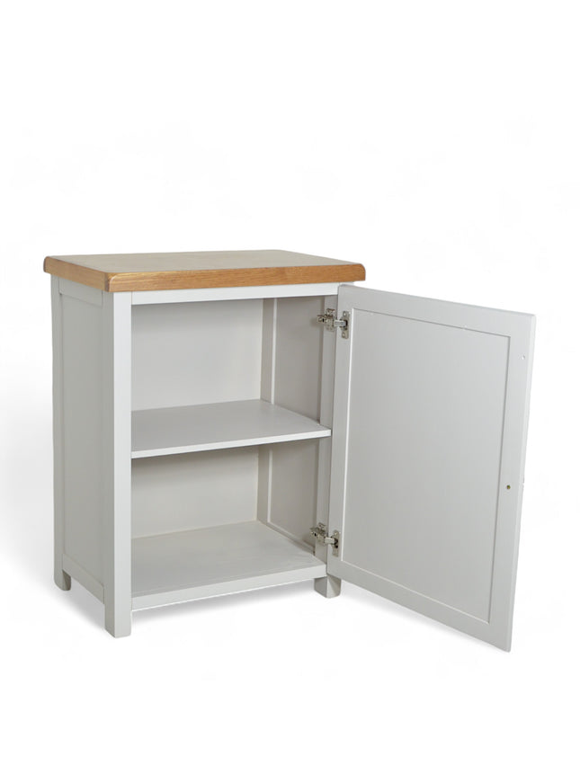 GROFurniture Oak Painted Grey Cabinet, Hallway Shoe Storage Rack, Corner Cabinet Shoe Storage, Kitchen Utility Cupboard, Storage Cupboard