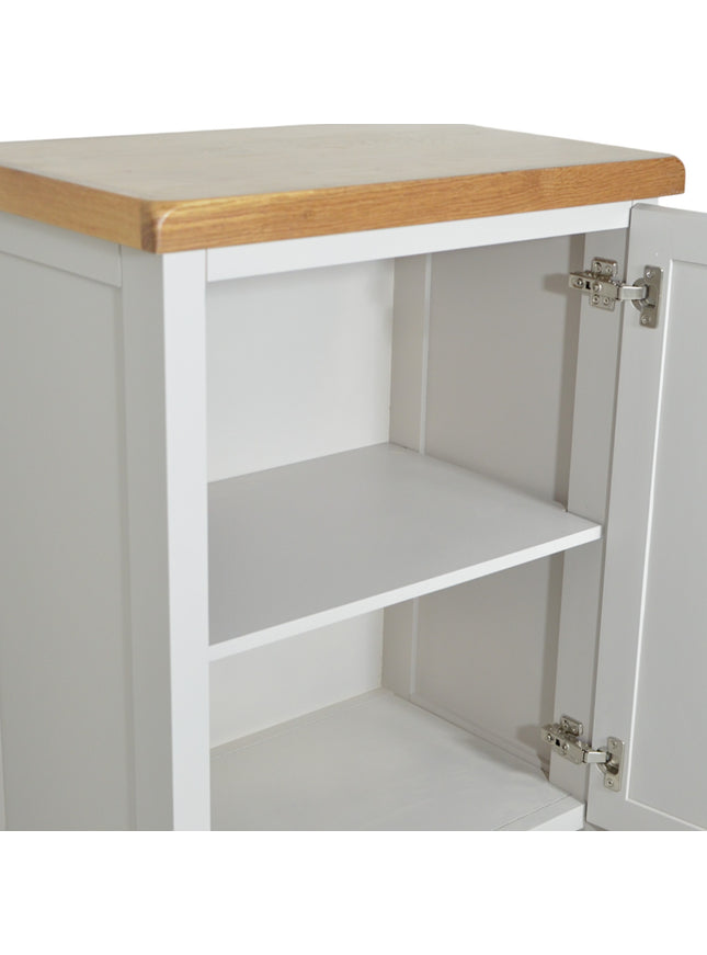 GROFurniture Oak Painted Grey Cabinet, Hallway Shoe Storage Rack, Corner Cabinet Shoe Storage, Kitchen Utility Cupboard, Storage Cupboard