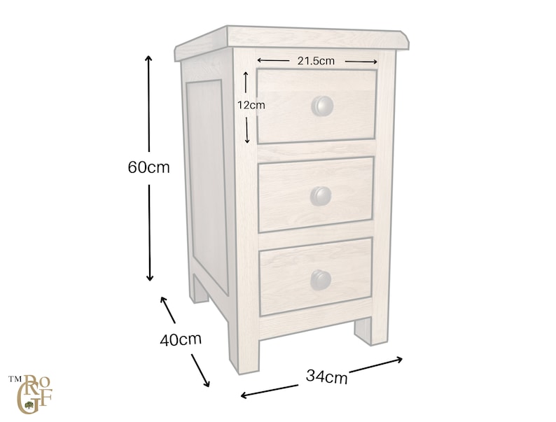 Manhattan Rustic Oak 3 Drawer Slim Bedside Table