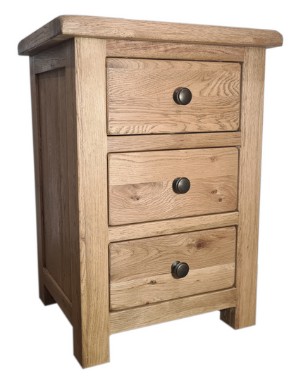 Manhattan Rustic Oak 3 Drawer Large Bedside Table
