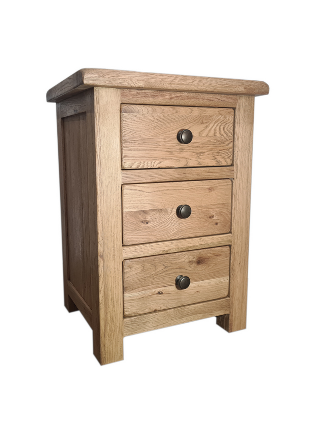 Manhattan Rustic Oak 3 Drawer Large Bedside Table