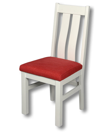 Elizabeth Twin Slat White Painted Chair With Red Padding
