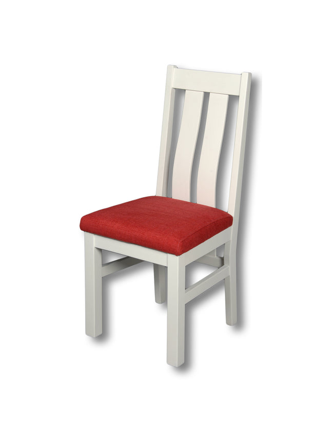Elizabeth Twin Slat White Painted Chair With Red Padding