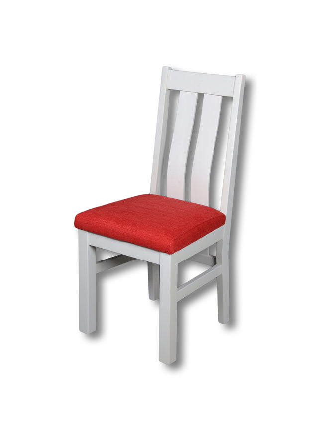 Elizabeth Twin Slat Grey Painted Chair With Red Padding