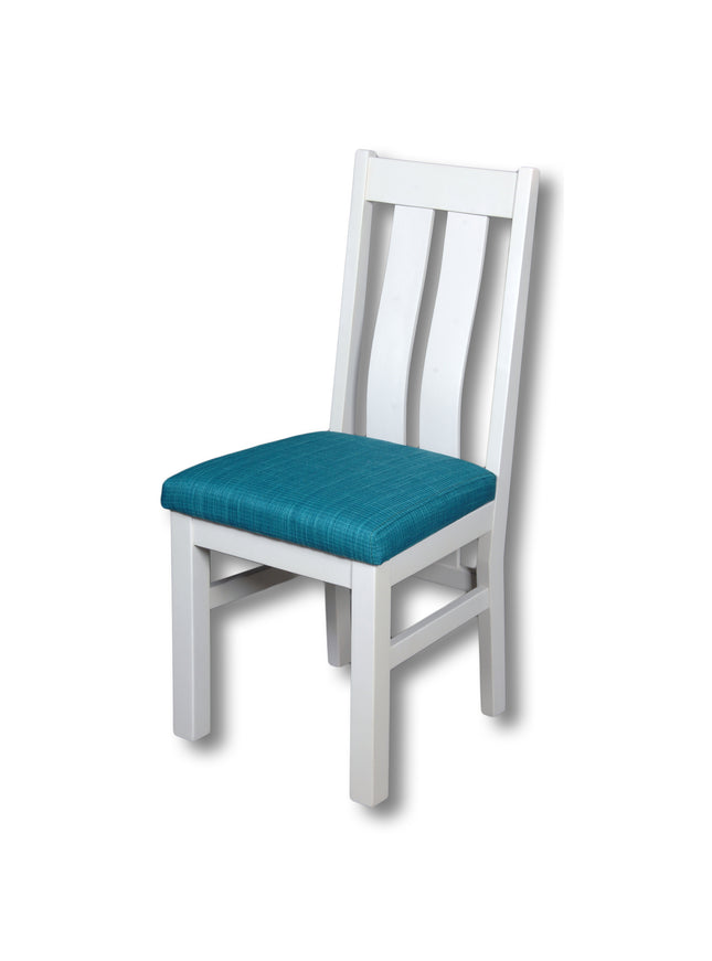 Elizabeth Twin Slat Grey Painted Chair With Teal Padding