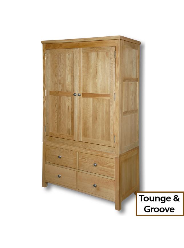 Richmond Oak Double Wardrobe 4 Drawer