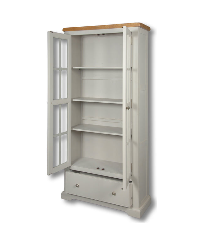 Cashmere Grey Large Glass Bookcase