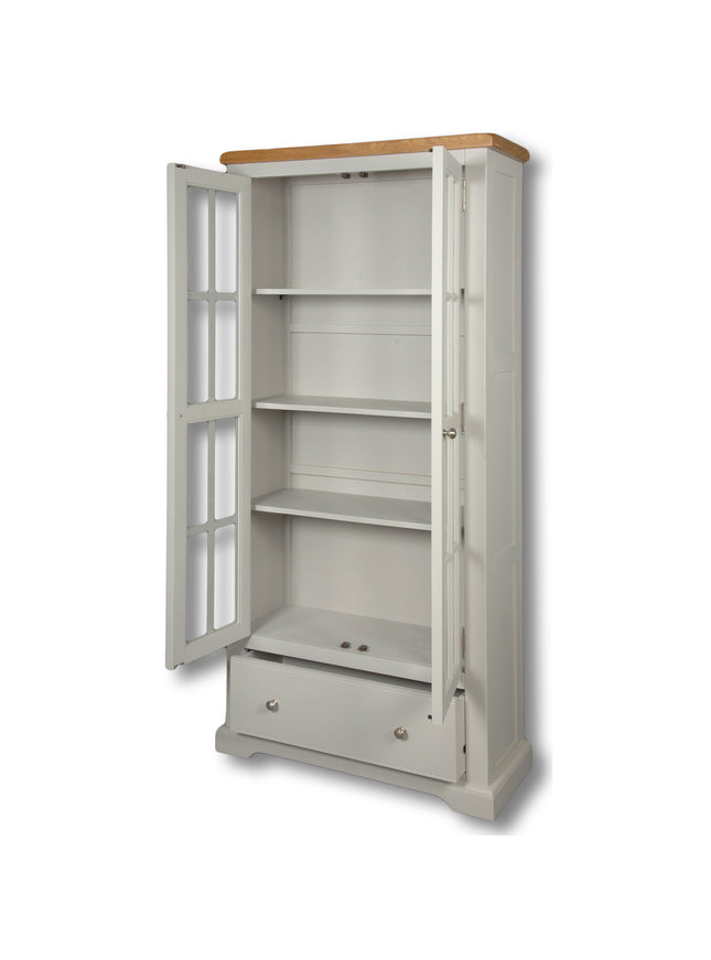 Cashmere Grey Large Glass Bookcase