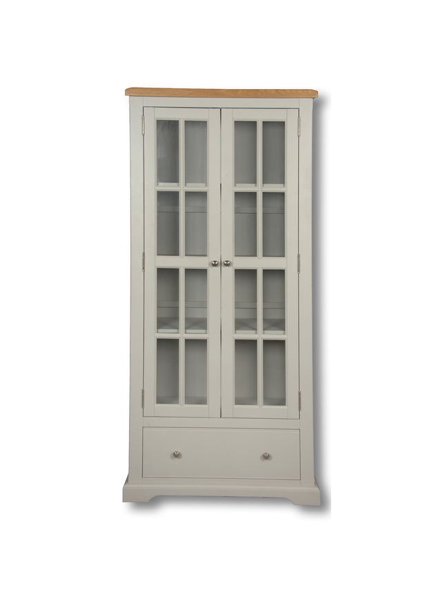 Cashmere Grey Large Glass Bookcase
