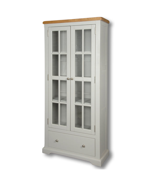 Cashmere Grey Large Glass Bookcase
