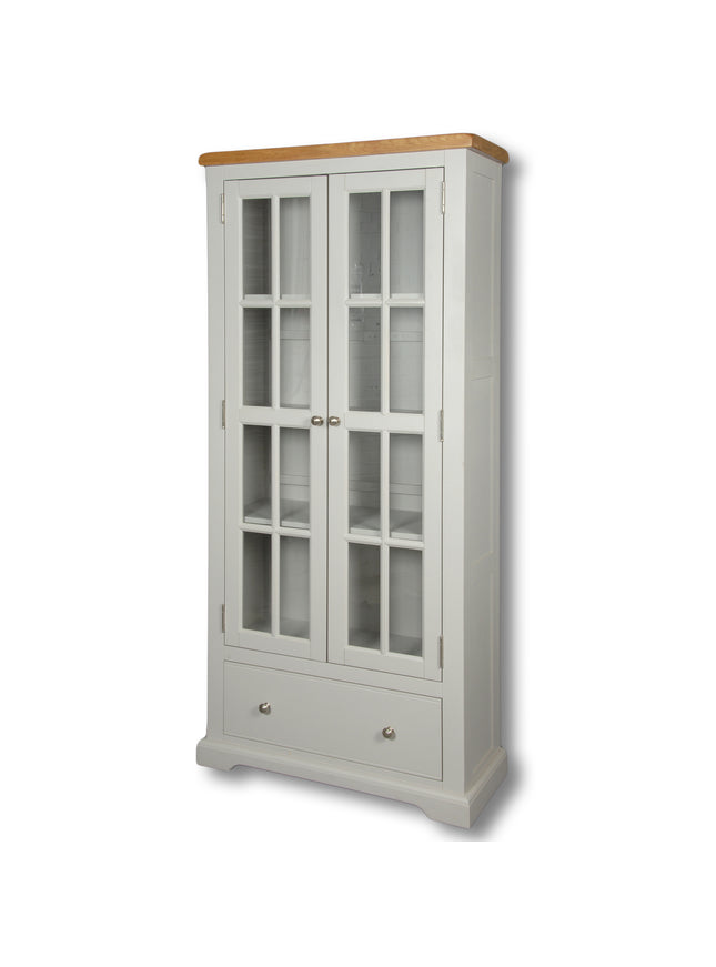 Cashmere Grey Large Glass Bookcase